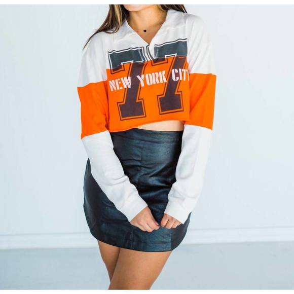 NEW DAYDREAMER new york city 77 rugby polo in orange/multi - Picture 1 of 6